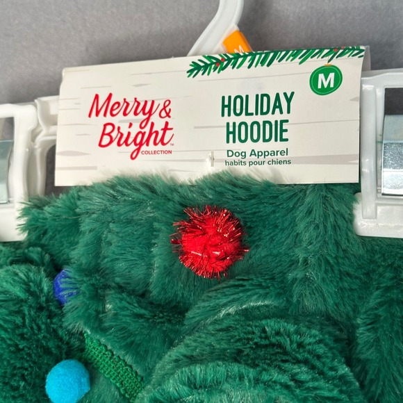 Merry & Bright Christmas Tree Costume Hoodie Dog Apparel Pet Holiday Outfit M - Picture 6 of 7